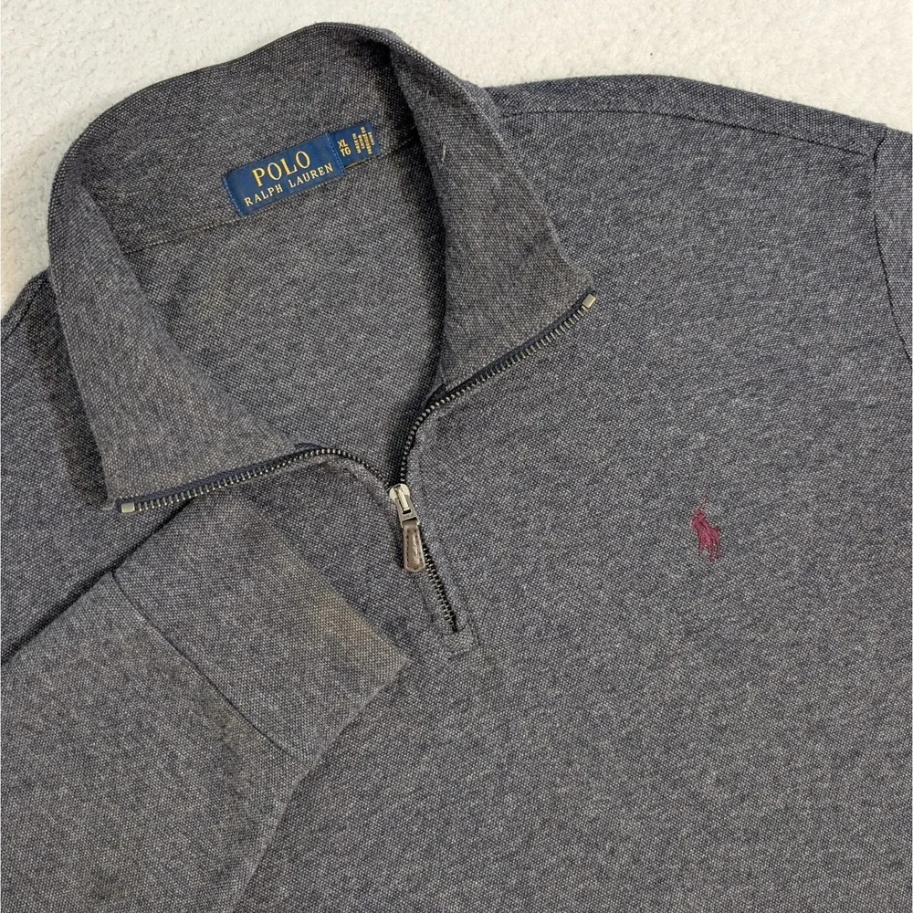 Polo Ralph Lauren Men's Sweater XL Gray 1/4 Zip Knit Pullover‎ Acrylic Blend